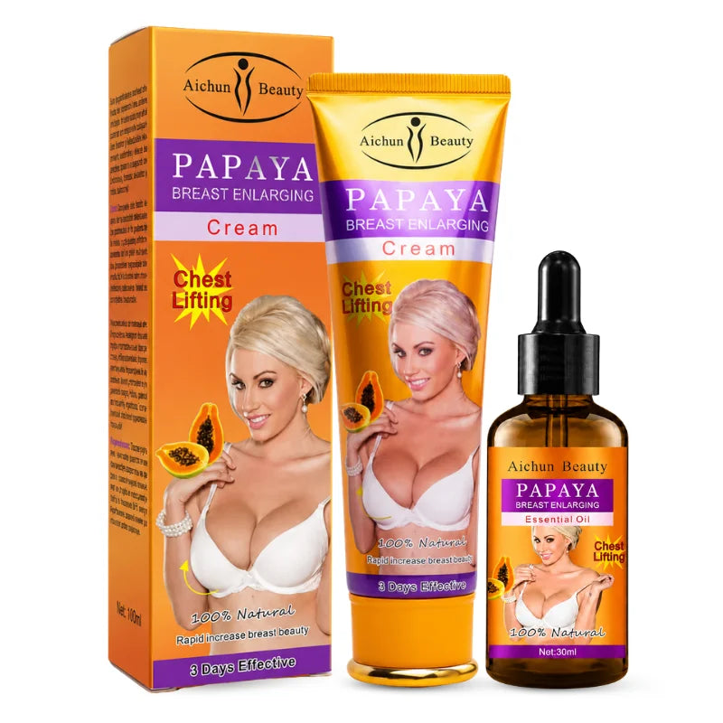 Papaya Breast Enlargement Cream & Oil Bundle | Complete 2-Step Routine for Faster, Better Results
